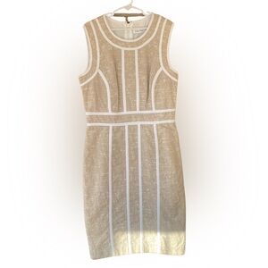 Calvin Klein Women's Dress Sleeveless Sheath in Tan / White